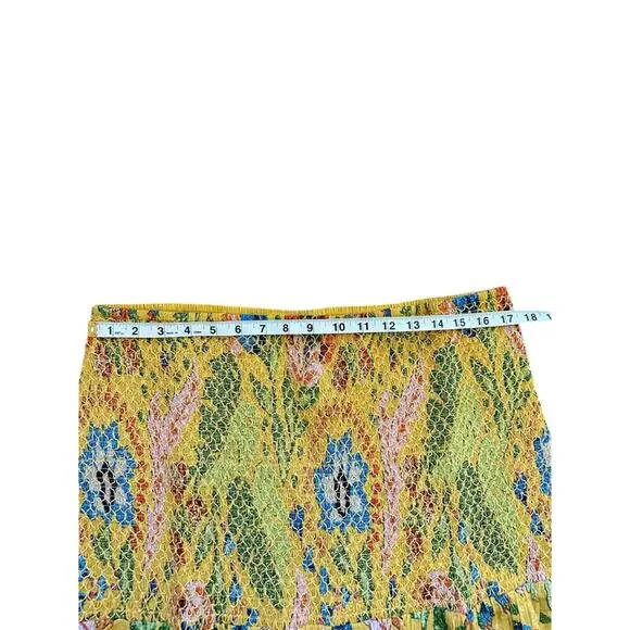 FARM RIO Summer Garden Dream Yellow Multi Floral Ruffled Mini Skirt XL, NWT - Picture 6 of 11